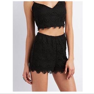 Black Floral Lace Charlotte Russe Shorts